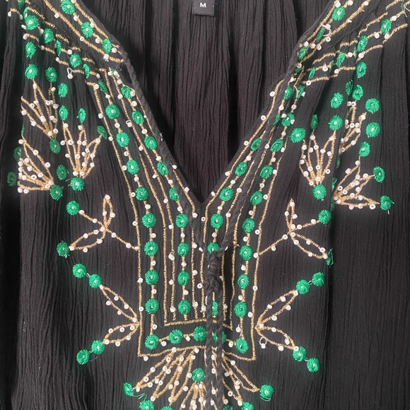 RD KoKo Anthropology Boho Embroidered & Beaded Blouse Size M - Picture 2 of 6